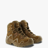 Tan boots, front view