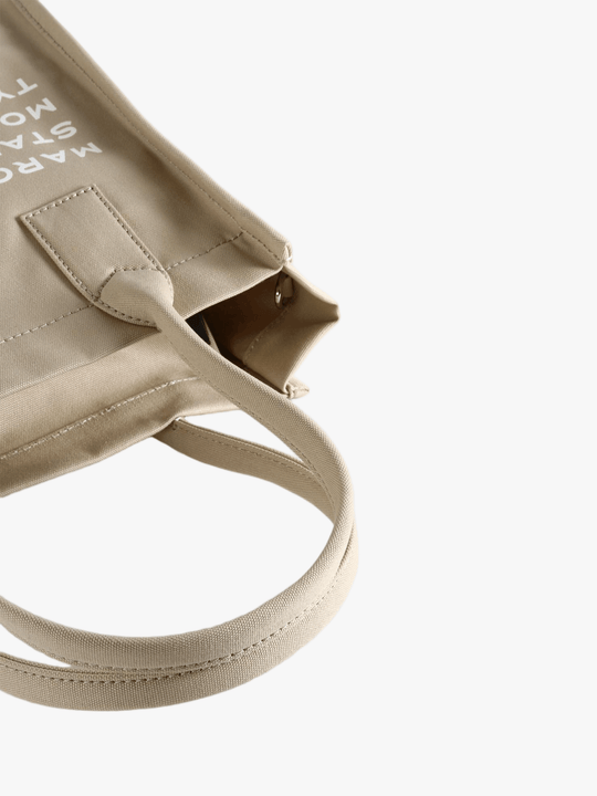 Tan bag, side view