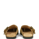 Tan sandals, back view