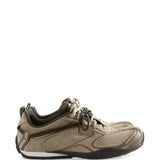 Tan shoes, side view