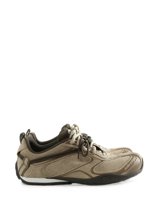 Tan shoes, side view