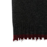 Close up of Grey scarf, showing texture of the 100% cashmere fabric