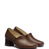 Brown heels, side view