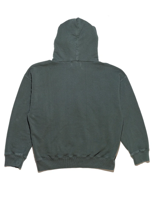 Green hoodie, back view