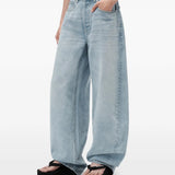 Blue pants, full body view