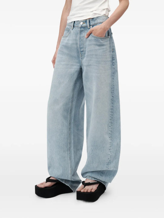 Blue pants, full body view
