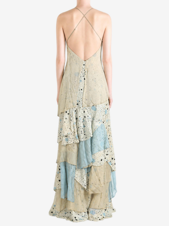 Tan dress, full body view