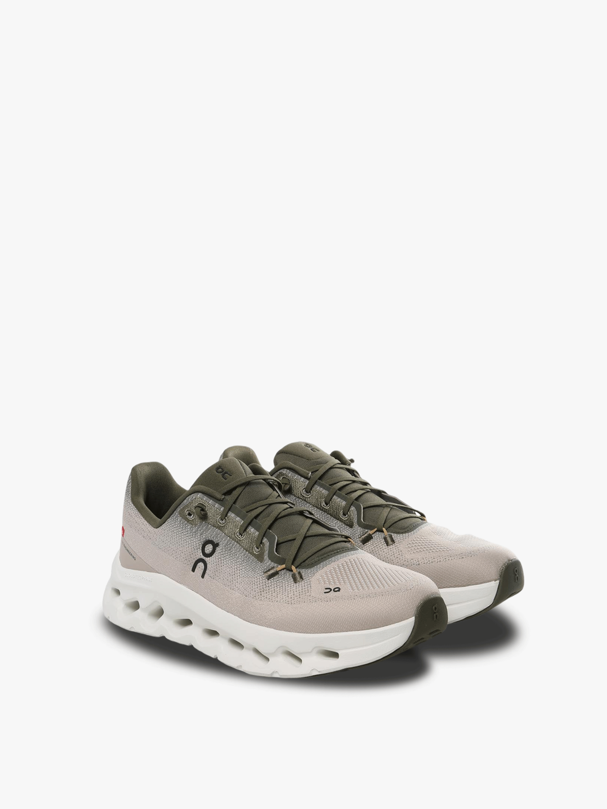 Tan sneakers, side view