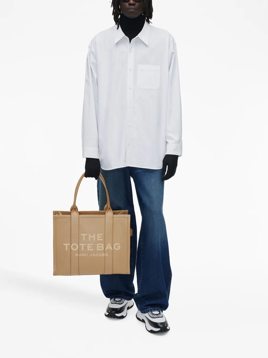 Tan bags, full body view