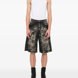 Black shorts, full body view