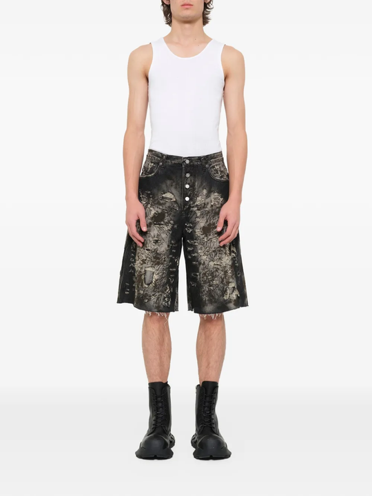 Black shorts, full body view