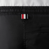 Close up of black pants, showing texture of the Nylon fabric
