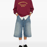 Burgundy t-shirt, full body view