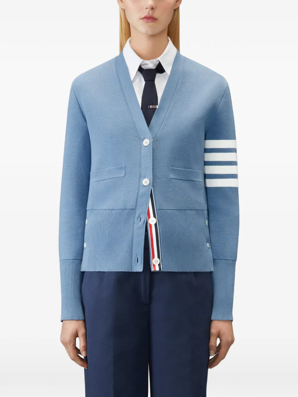 Blue knitwear, front view