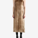 Tan dress, full body view