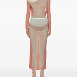 JEAN PAUL GAULTIER - Women Draped Pinstripe Body Morphing Long Skirt
