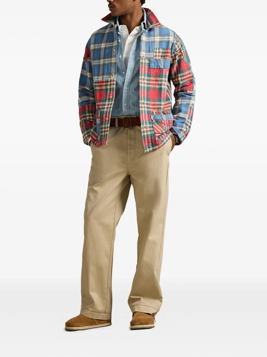 blue shirt, full body view