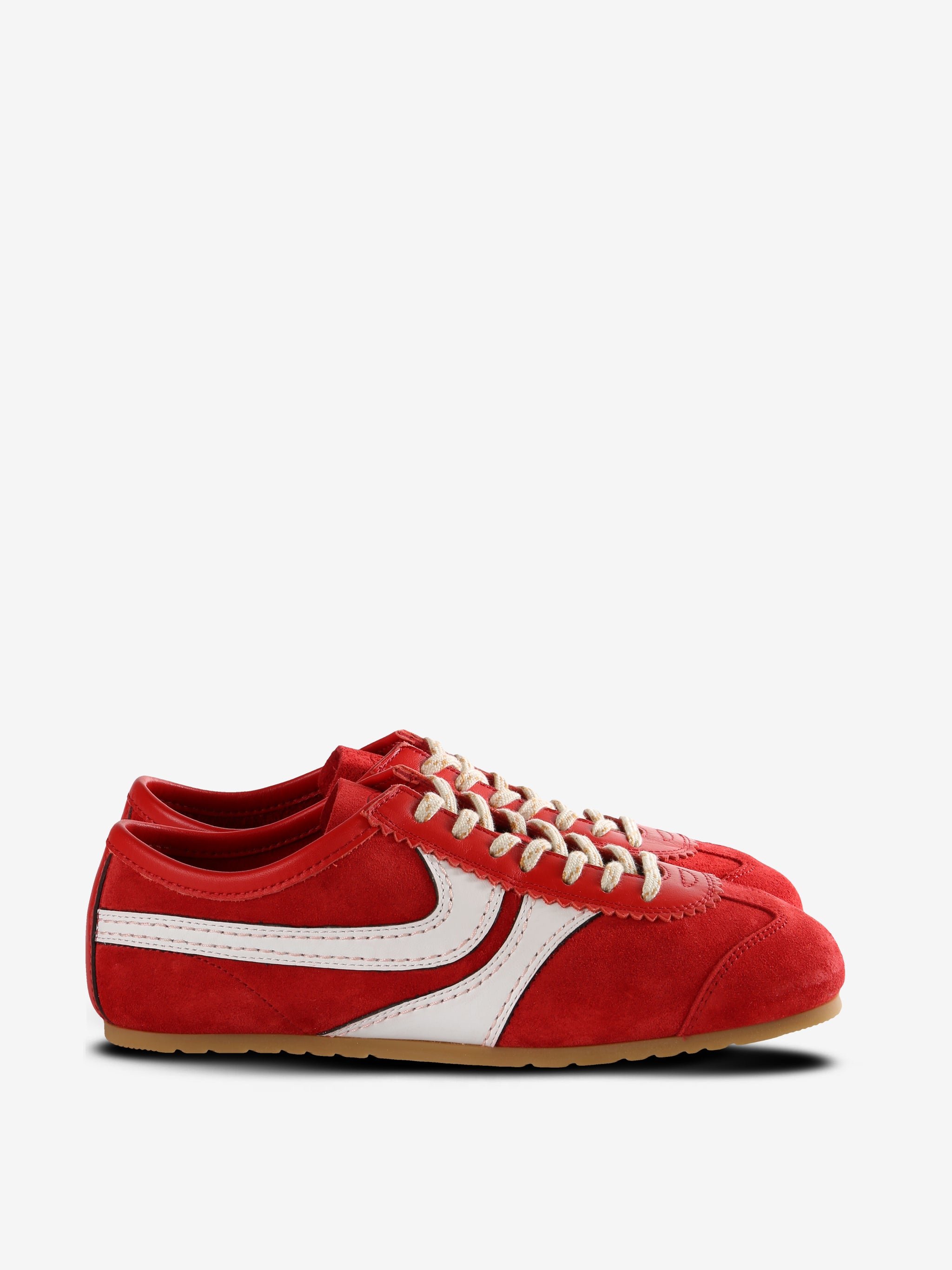 Red sneakers, front view