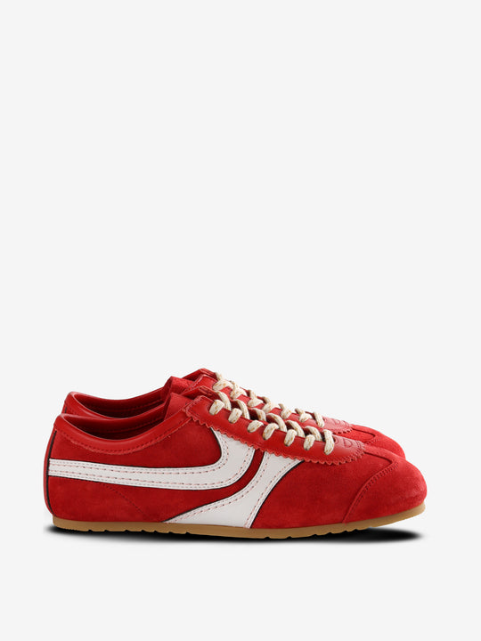 Red sneakers, front view