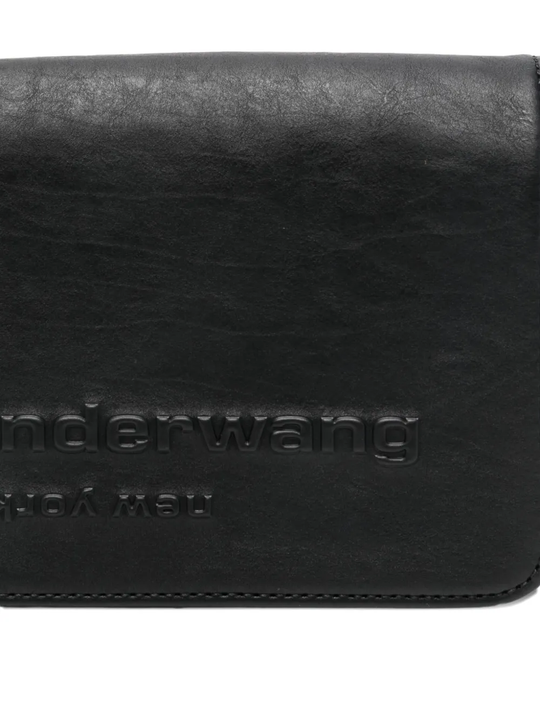 Close up of black bag, showing texture of the calf leather fabric