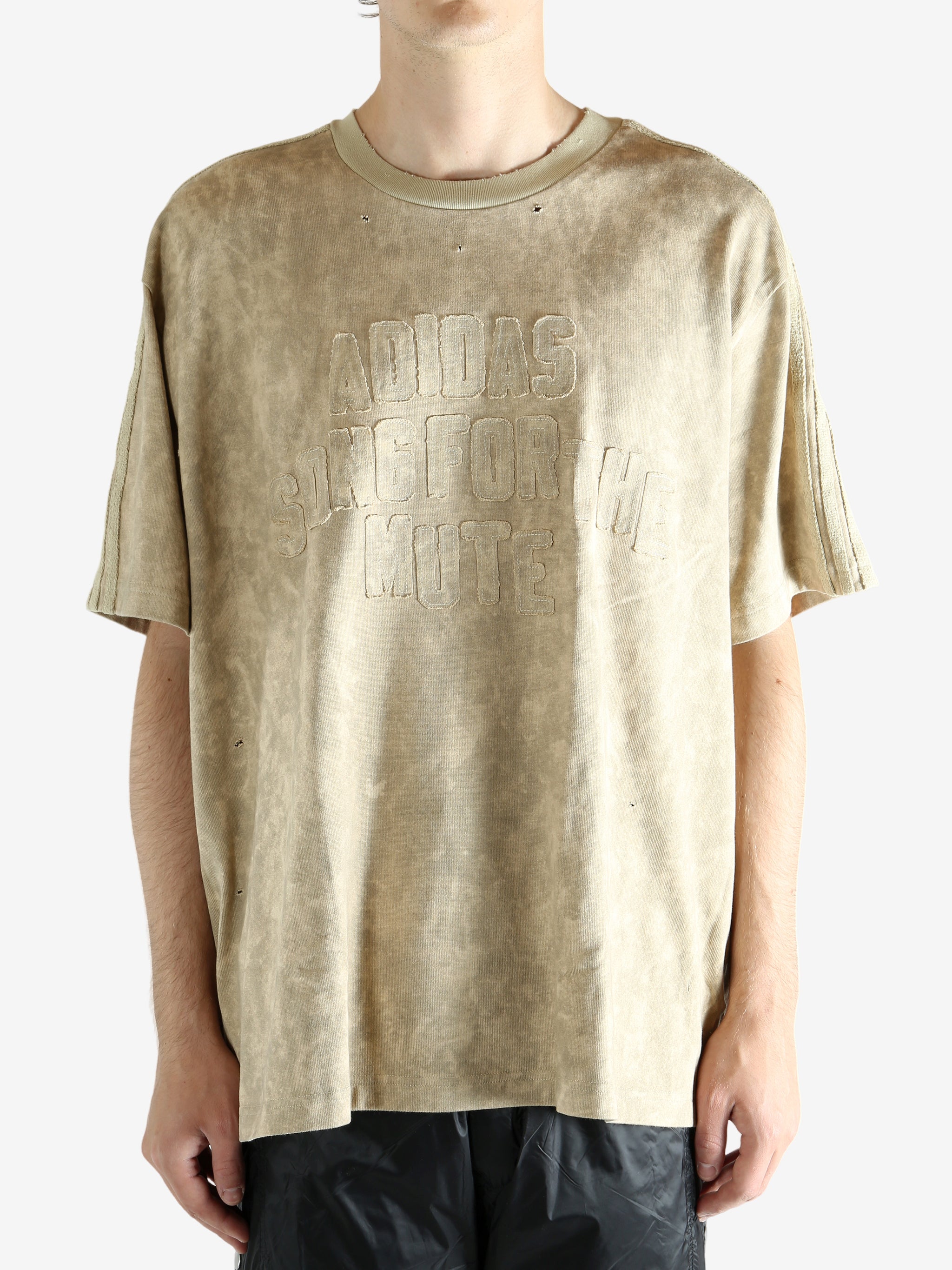 tan T-shirt, full body view