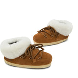 Brown mules, side view