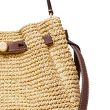 Close up of tan bags, showing texture of the paper raffia fabric
