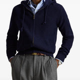 Navy knitwear, full body view