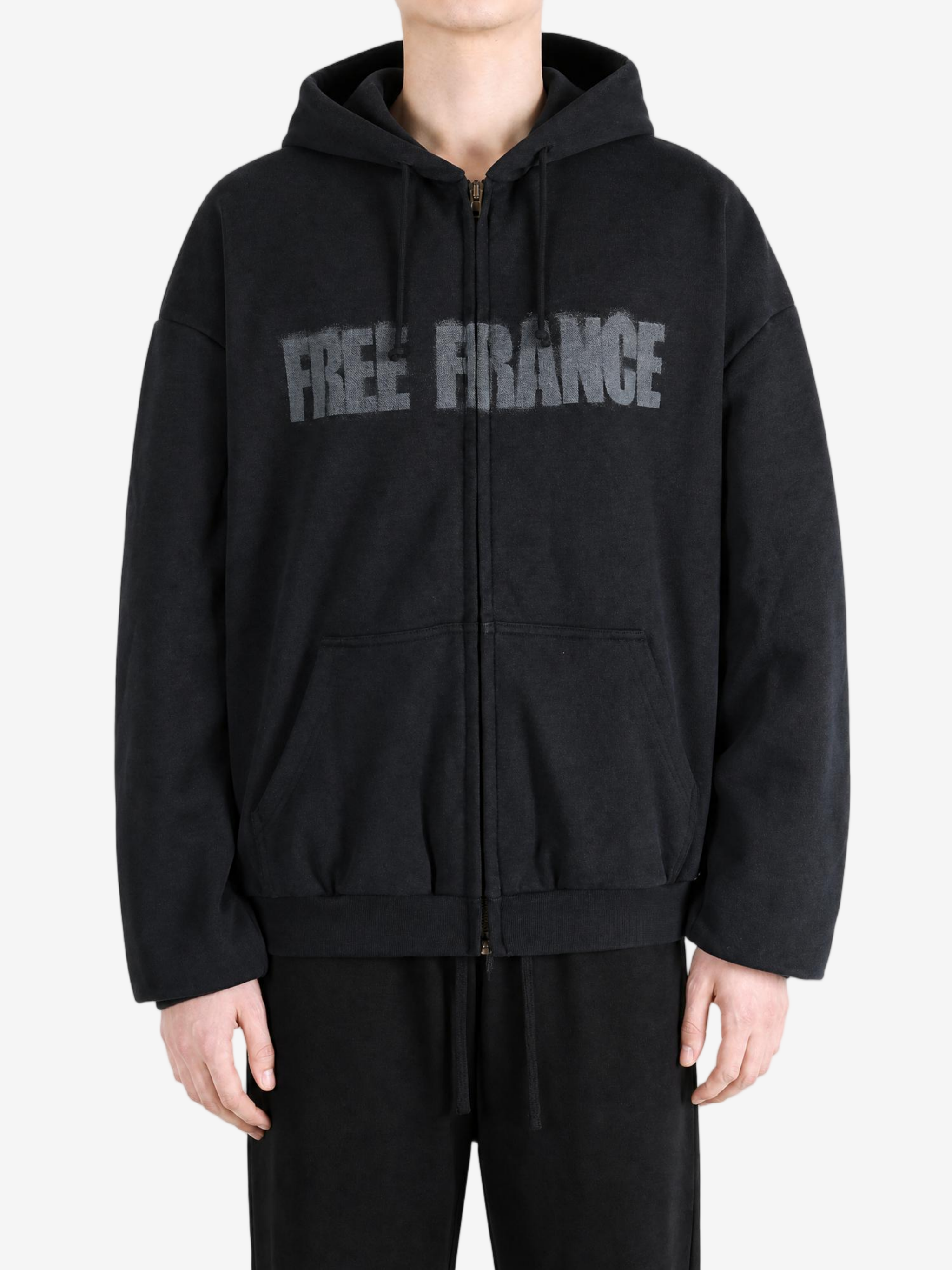 Black hoodie, full body view