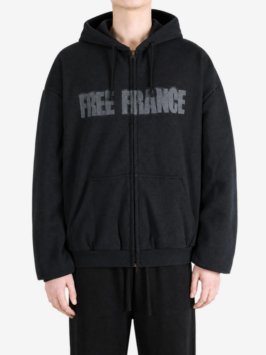 Black hoodie, full body view