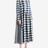 Navy dress, full body view