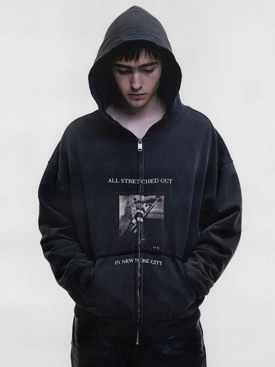 Black hoodie, full body view