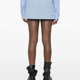 Blue skirt, full body view