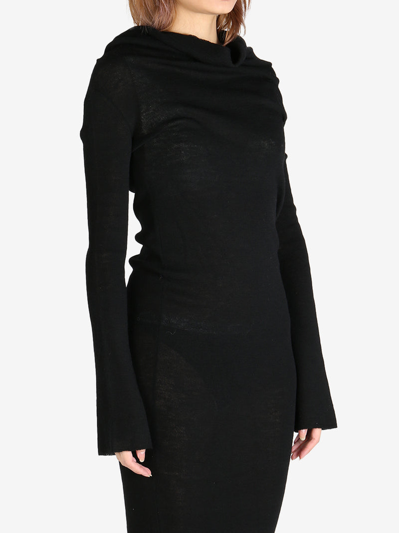 ANN DEMEULEMEESTER - Women High Neck Dropped Shoulder  Knitted Dress