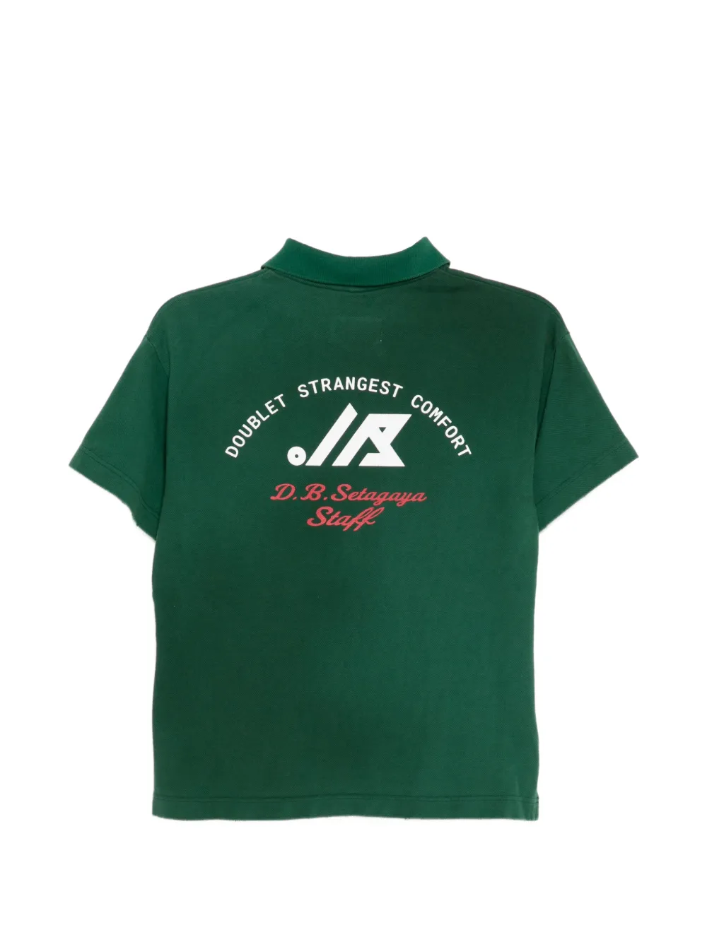 Green shirt, back view