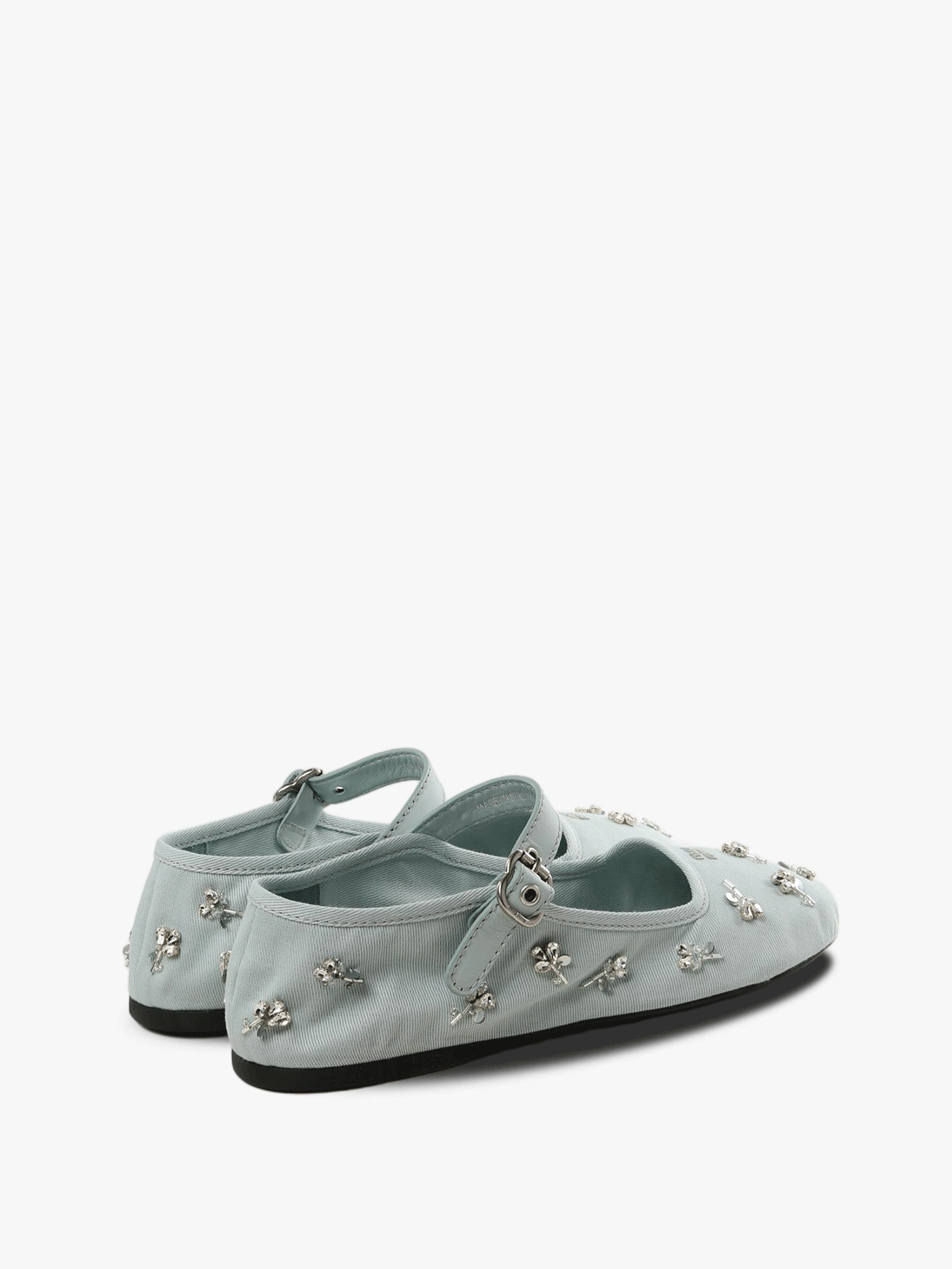 Blue flats, back view