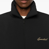 Close up of black coats, showing texture of the blended fabric