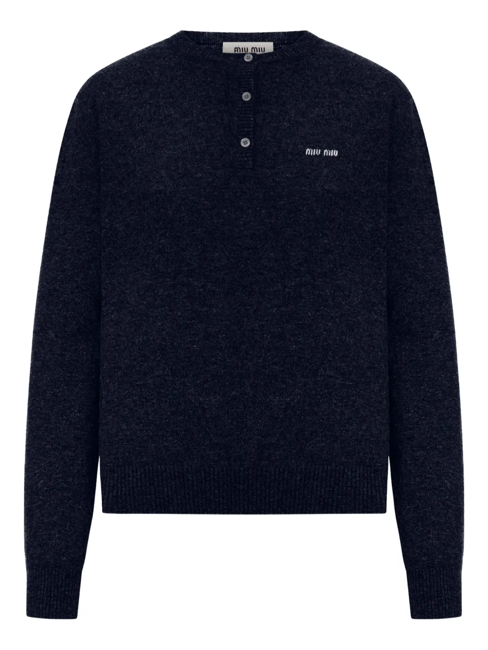 blue knitwear, front view