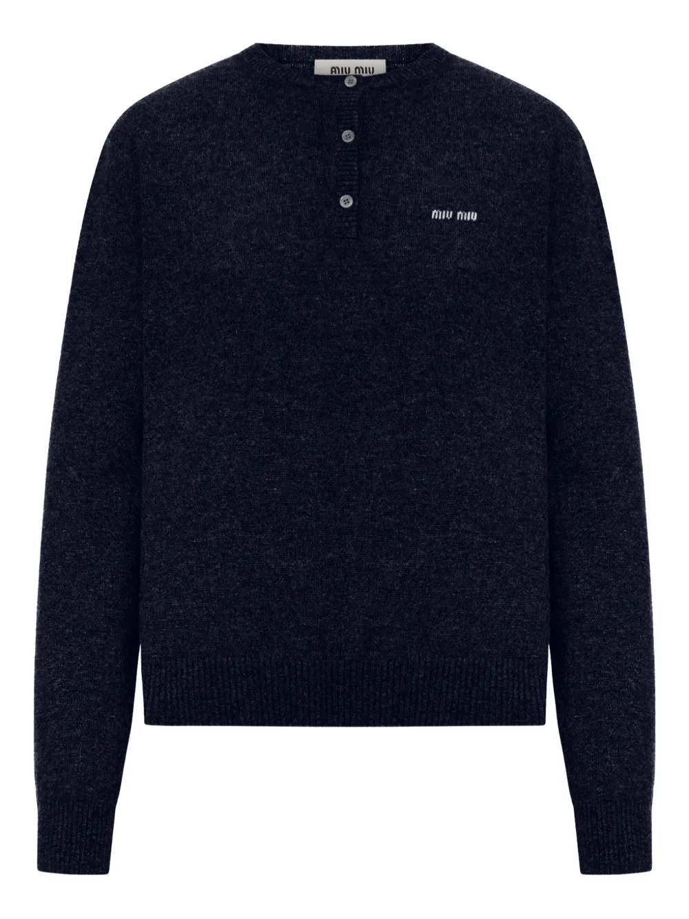 blue knitwear, front view