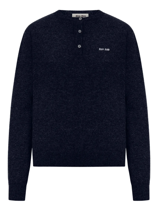 blue knitwear, front view