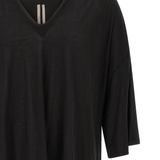 Close up of black t-shirt, showing texture of the Cotton fabric