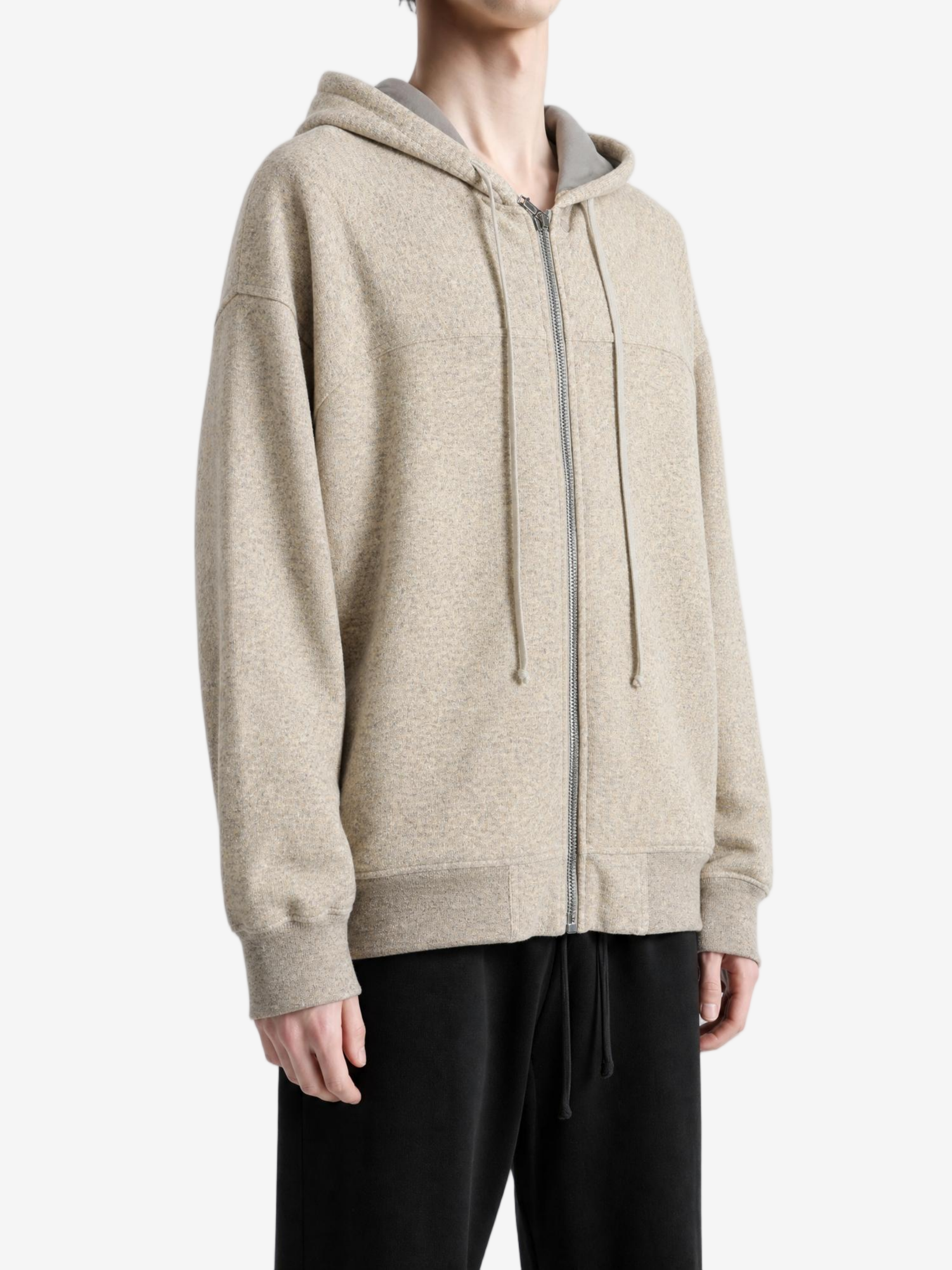 Tan jacket, full body view