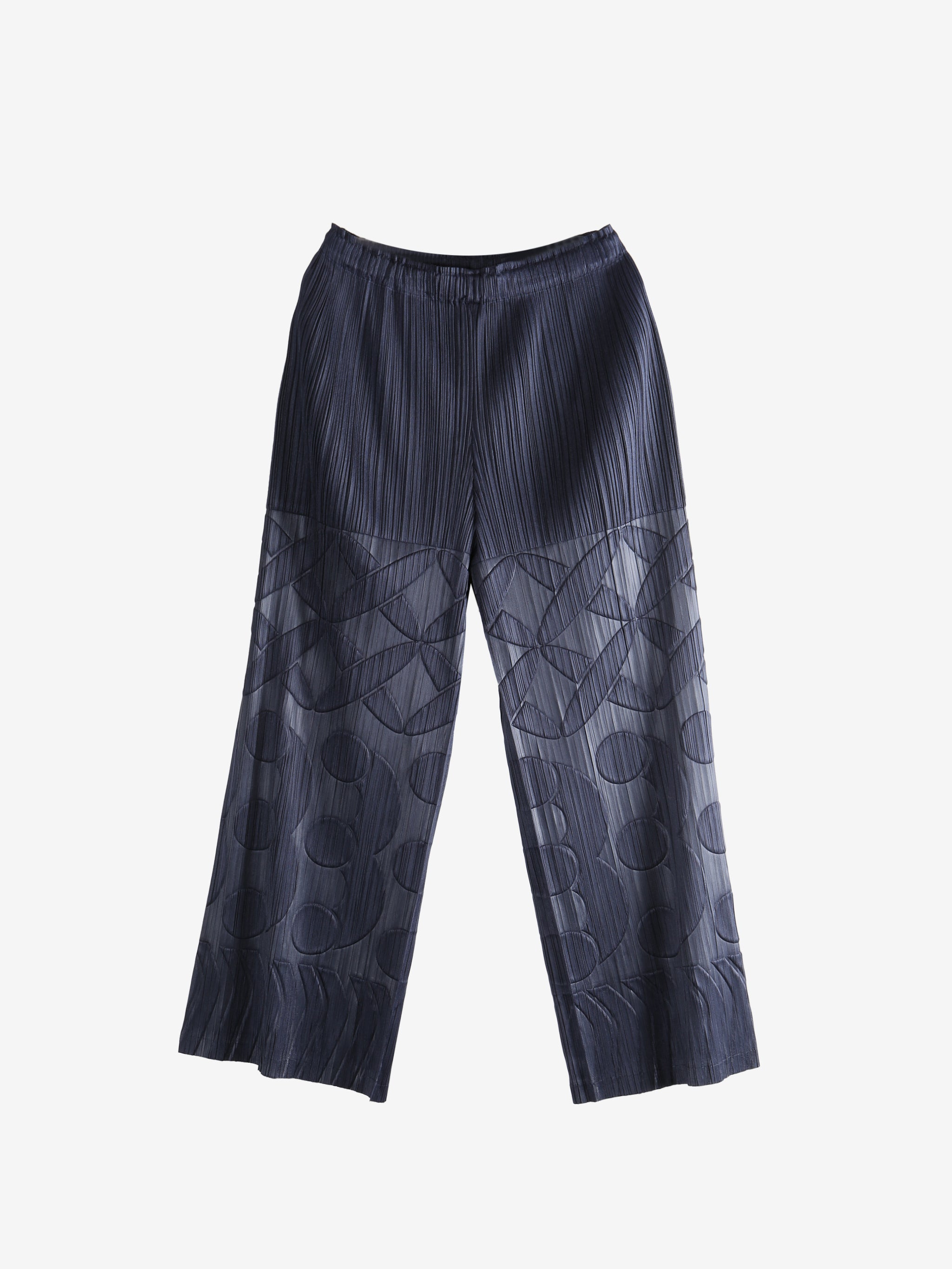 Navy pleated pants,front view