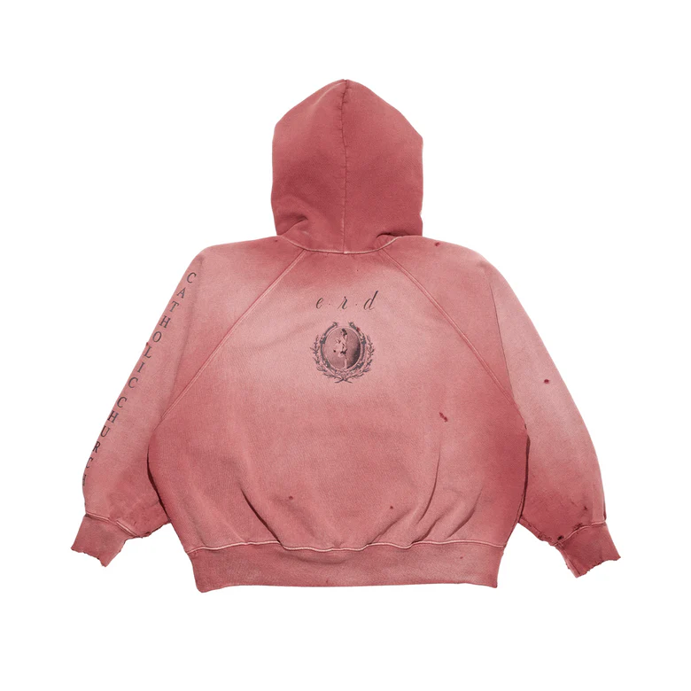Burgundy hoodie, back view