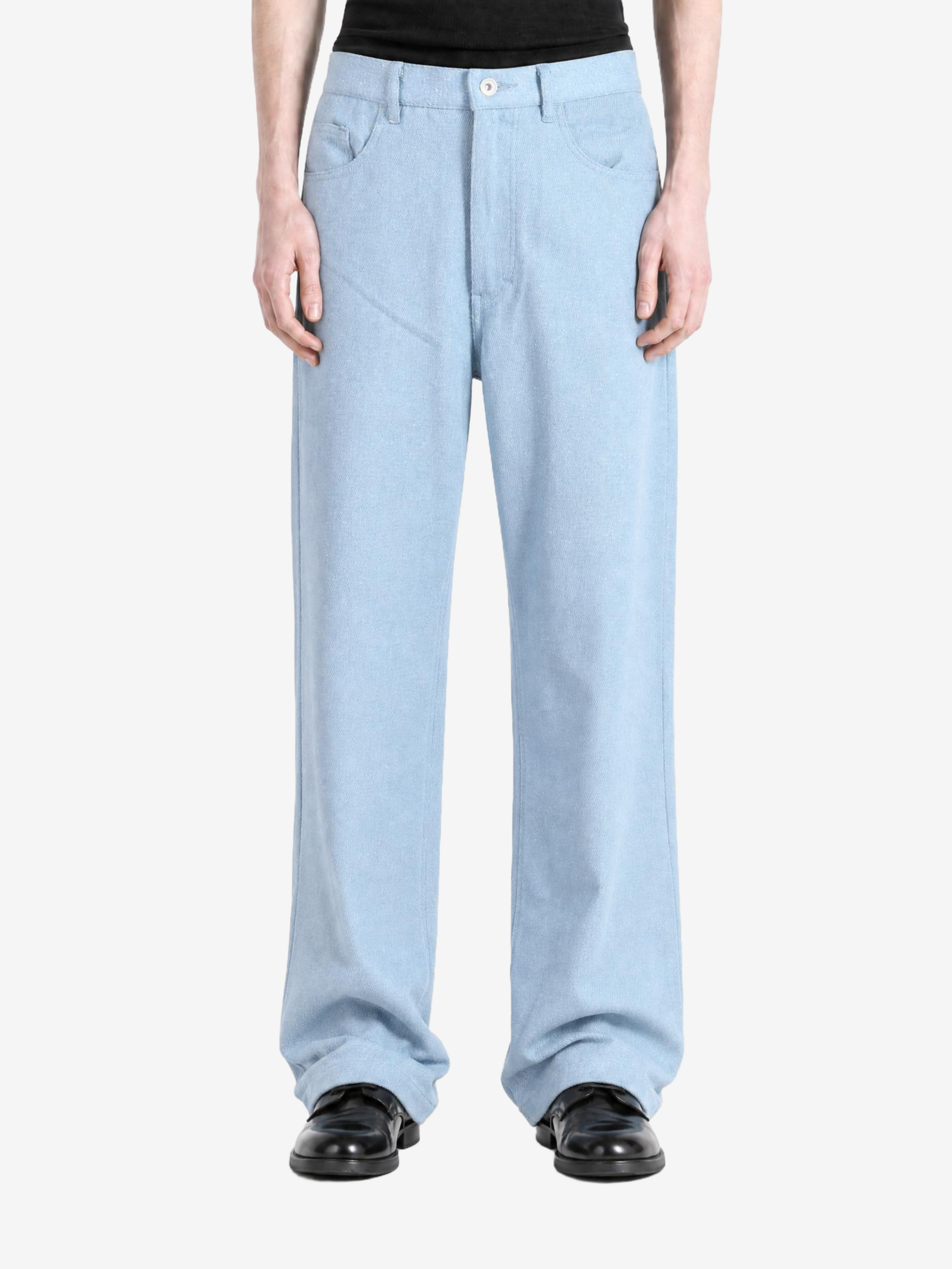Blue pants, full body view