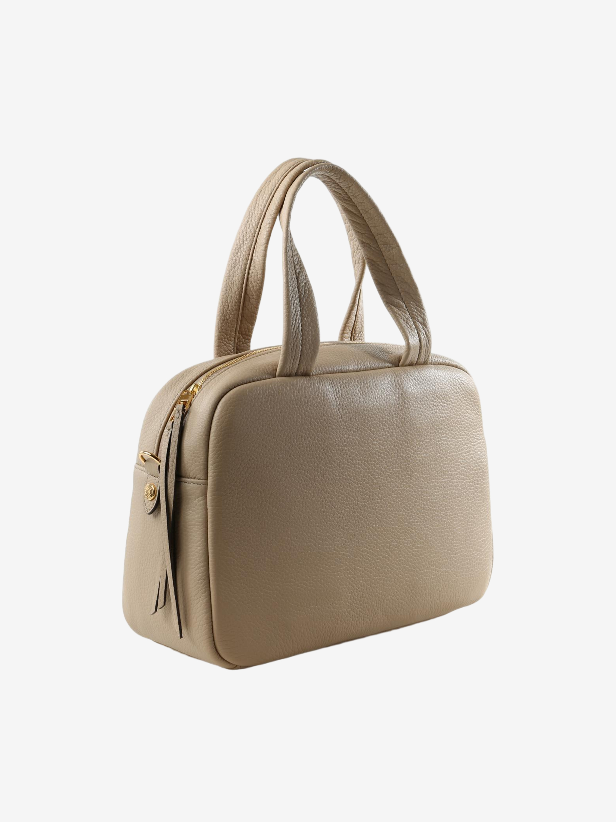Tan bags, side view