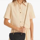 Black bag worn by a person, showing the bag's fit