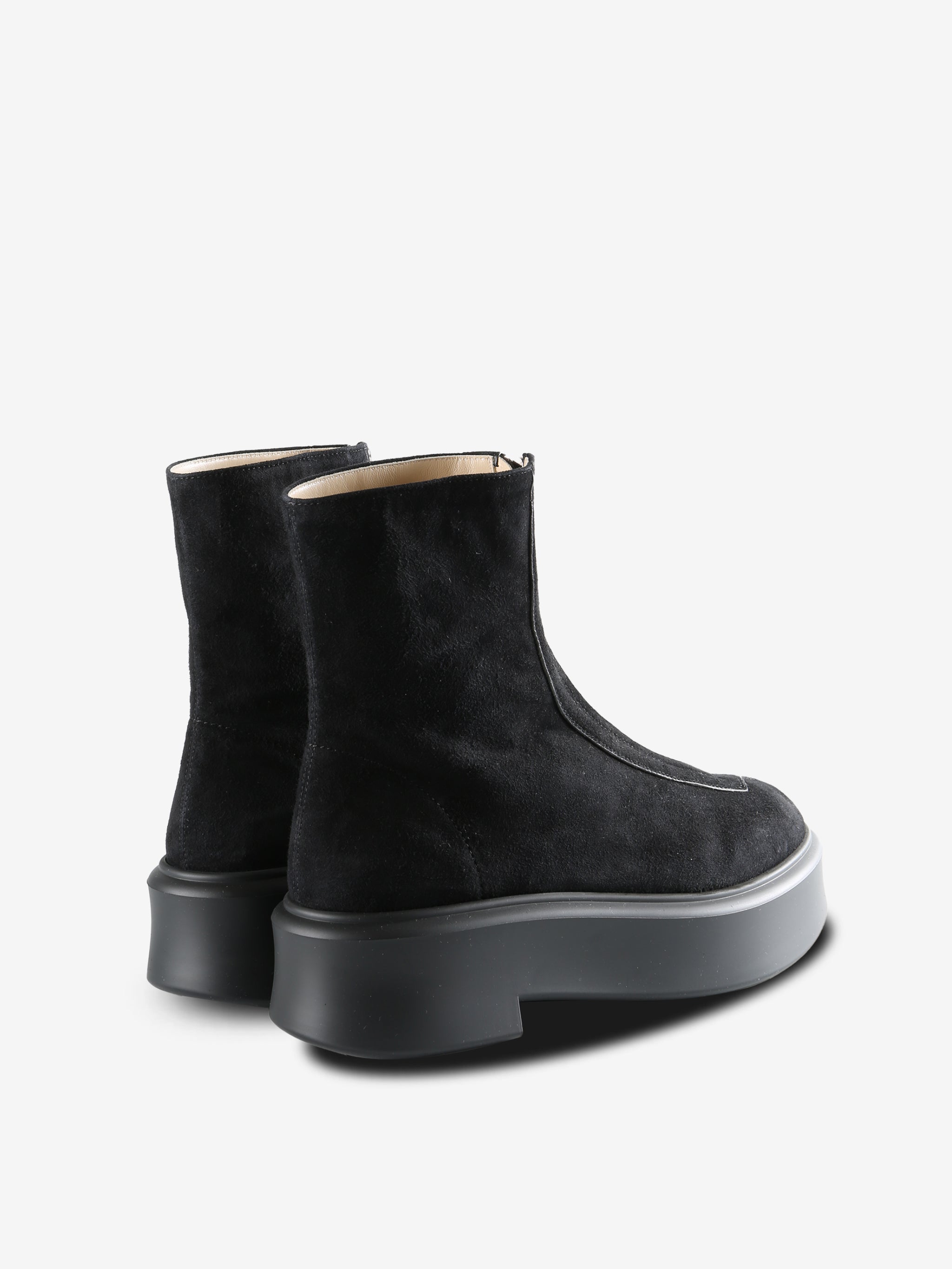 Black boots, back view