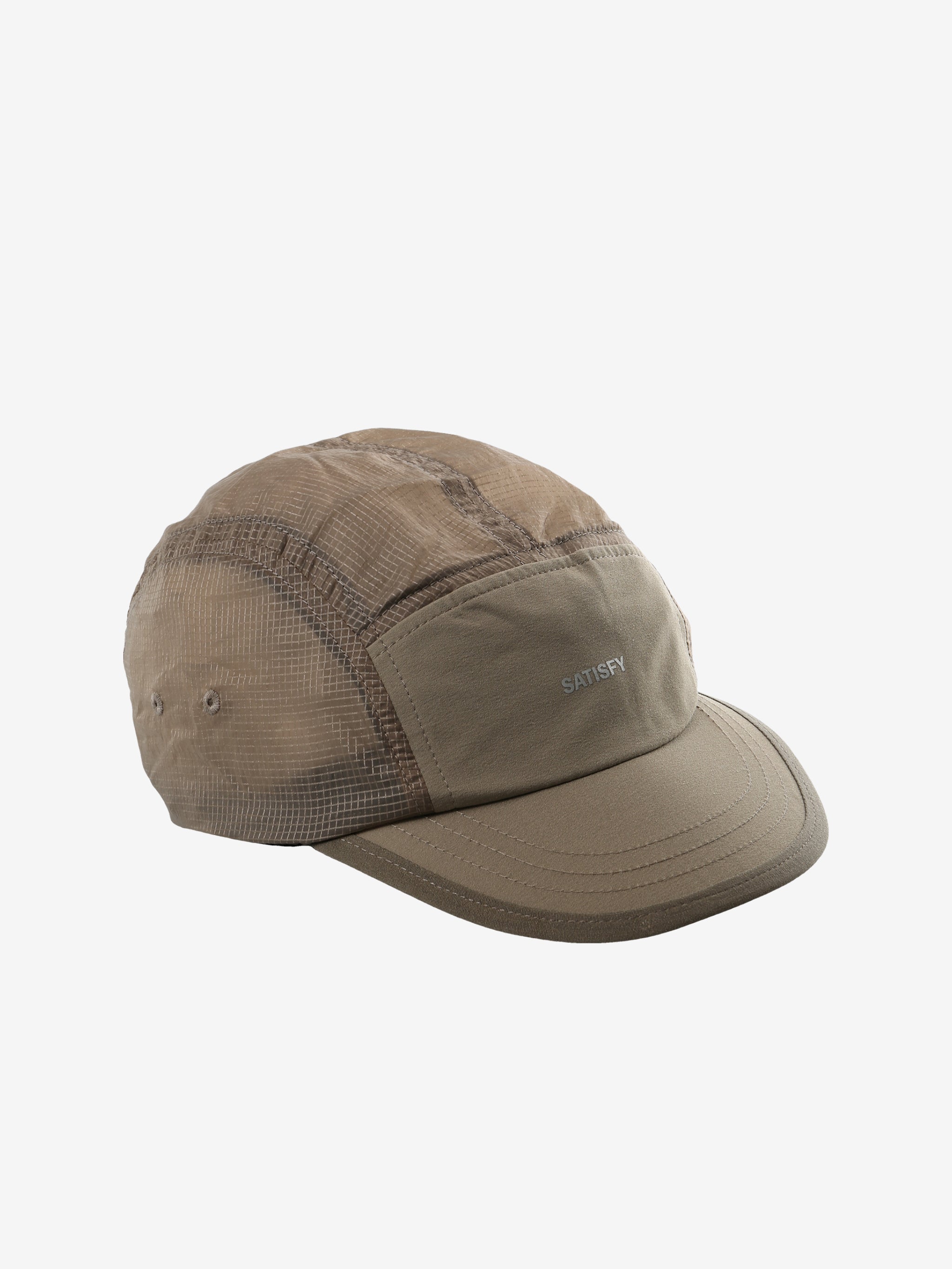 Tan hat, side view
