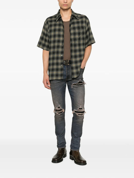 Grey jeans, full body view